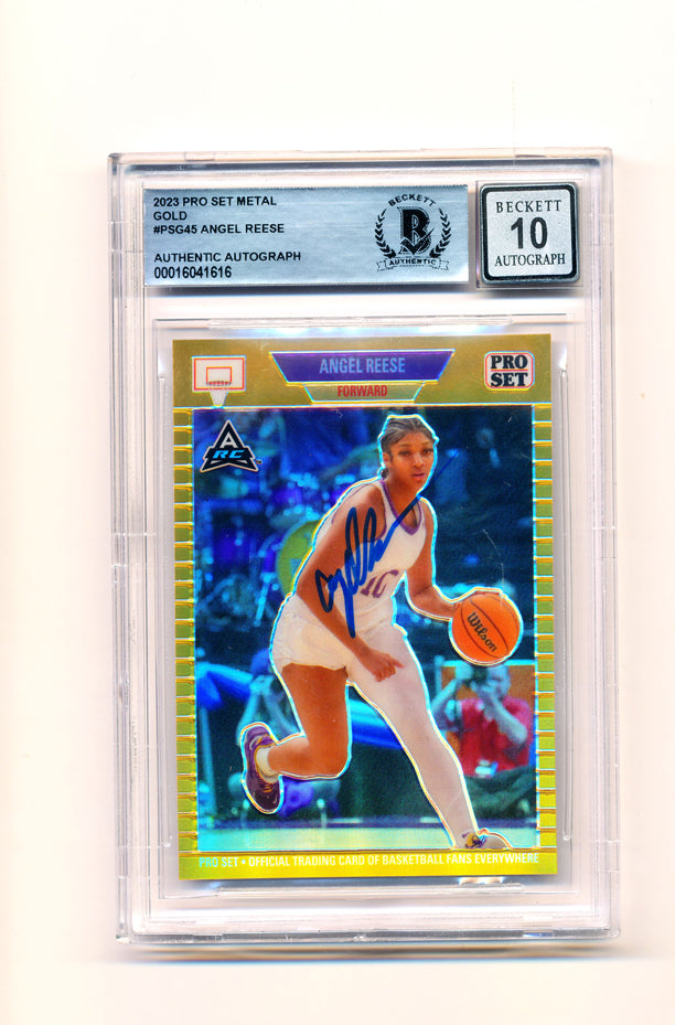 2023 PRO SET METAL GOLD ANGEL REESE ROOKIE - AUTOGRAPHED ON CARD BY ANGEL!!!! - BECKETT SLABBED AUTHENTIC 10 AUTOGRAPH GRADE
