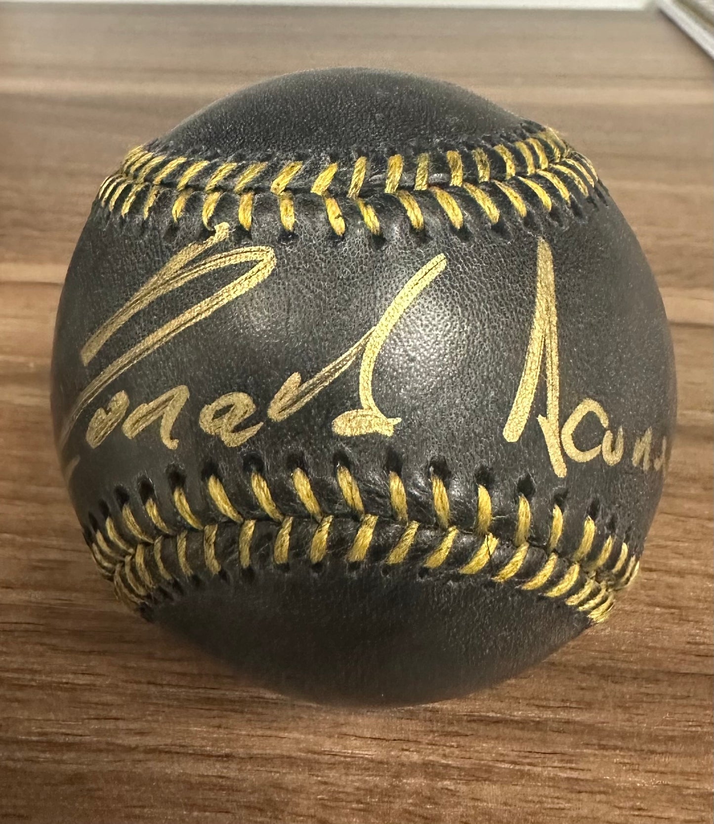 Ronald Acuna Full Name Autographed Black Baseball JSA COA