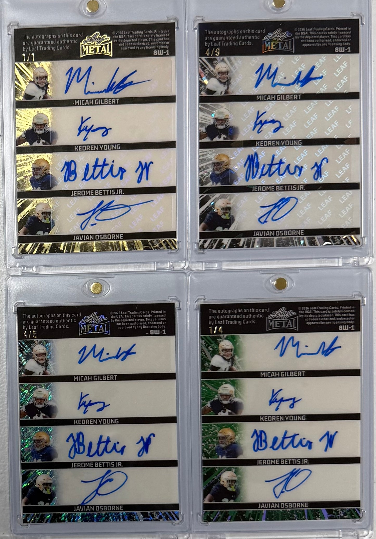 2026 Leaf Metal Notre Dame Team Eight Autograph Card