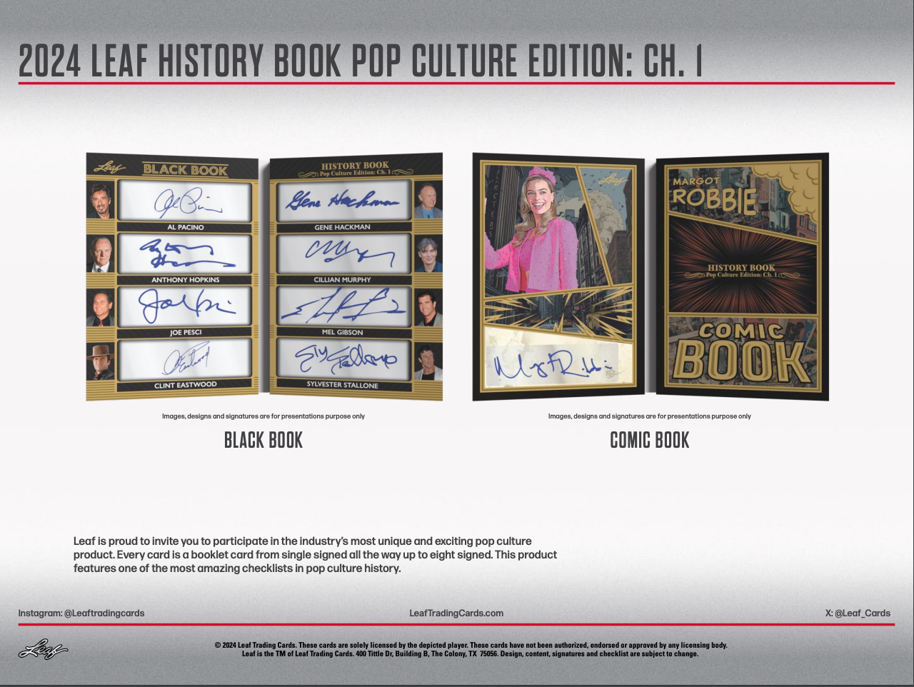 2024 Leaf History Book Pop Culture Edition: Chapter 1 w/ 20 RANDOM PROOF PACKS