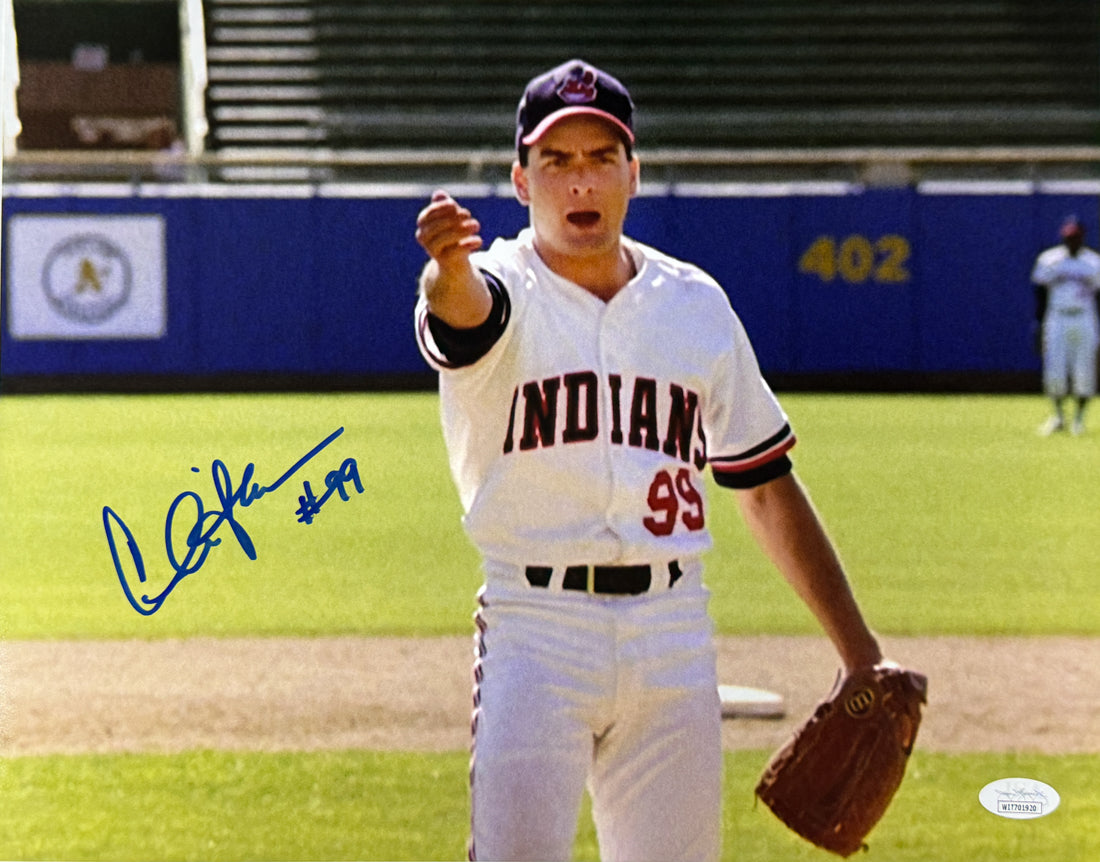 Charlie Sheen Signed 11x14 Photo Blue Ink Major League #99 JSA COA from Private Signing