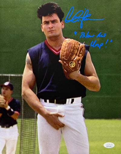 Charlie Sheen Signed 11x14 Photo Blow Me Ump! Major League JSA COA from Private Signing