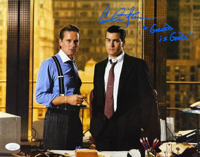 Charlie Sheen Signed 11x14 Photo Greed is Good Wall Street JSA COA from Private Signing