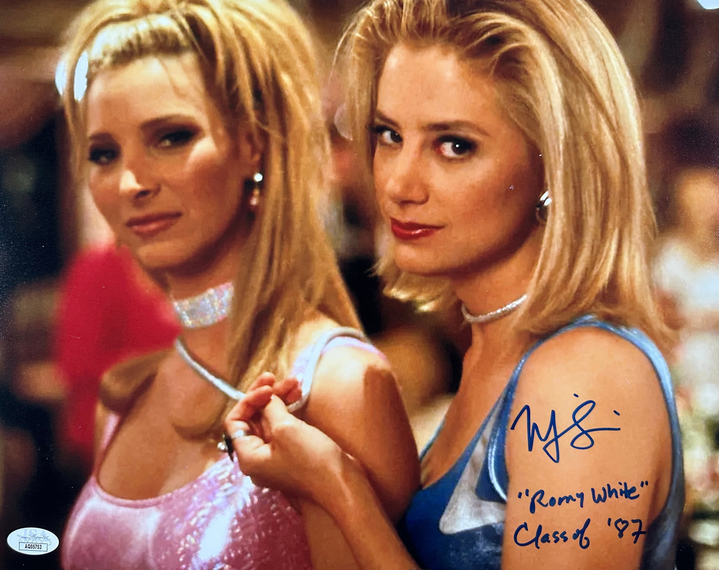 Mira Sorvino Signed 11x14 Photo w/Romy White Inscription Romy & Michelle JSA COA from Private Signing