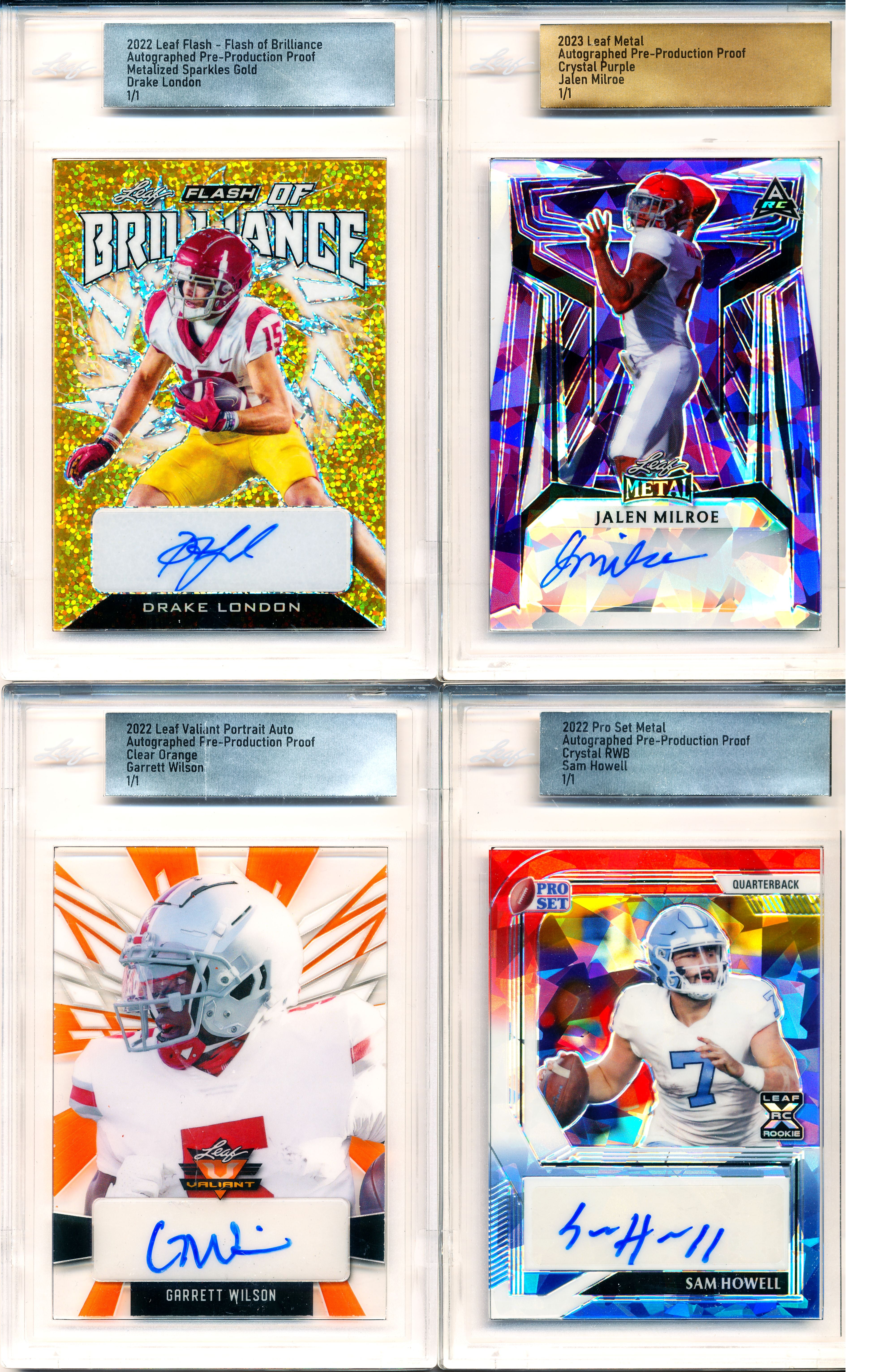 2022-2023 Leaf/Pro Set #’d 1/1 Football Slabbed Proof Autograph Pack