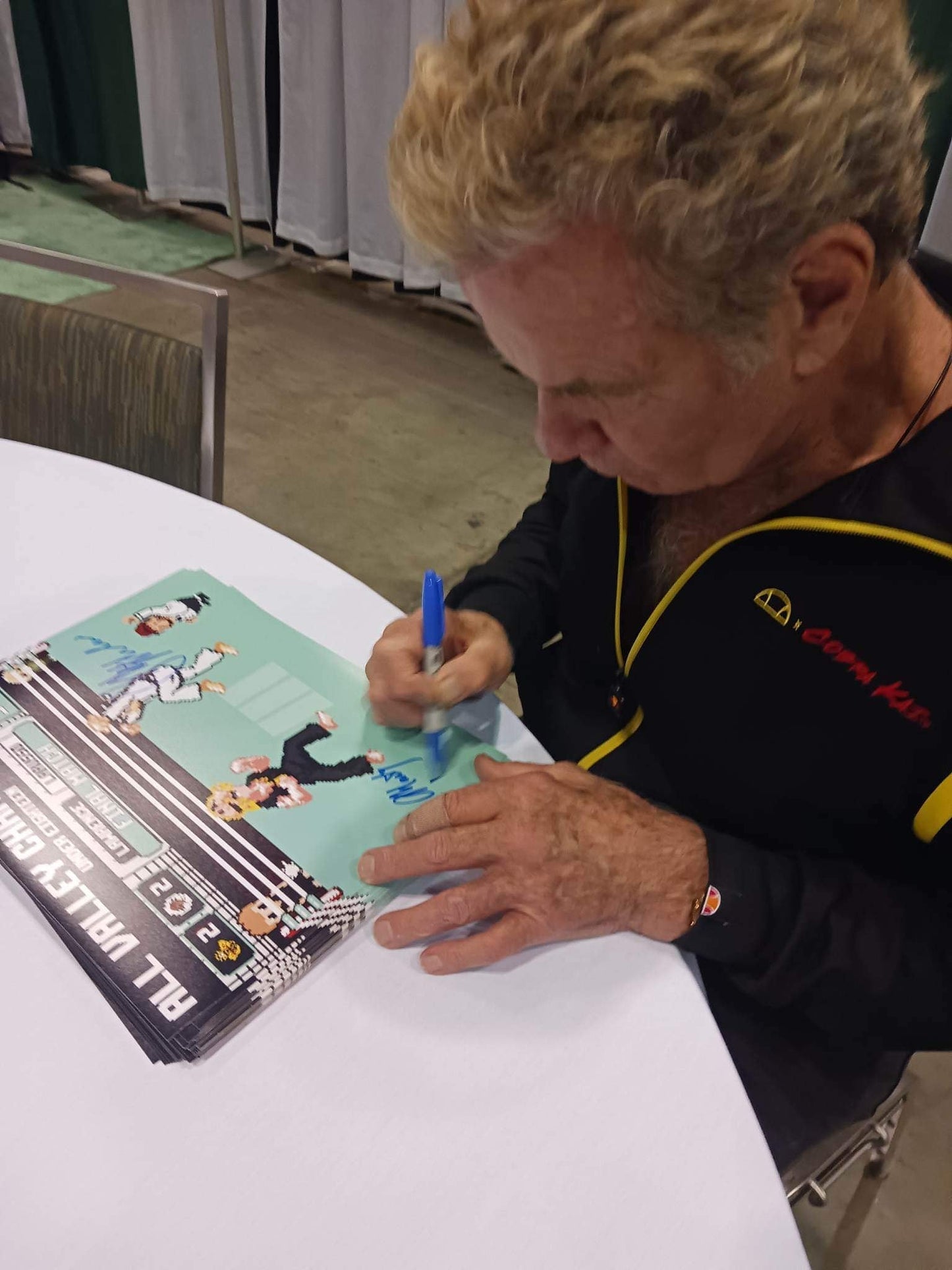 Ralph Macchio, Billy Zabka & Martin Kove Signed 11x14 Karate Kid 8-bit Beckett COA from Private Signing