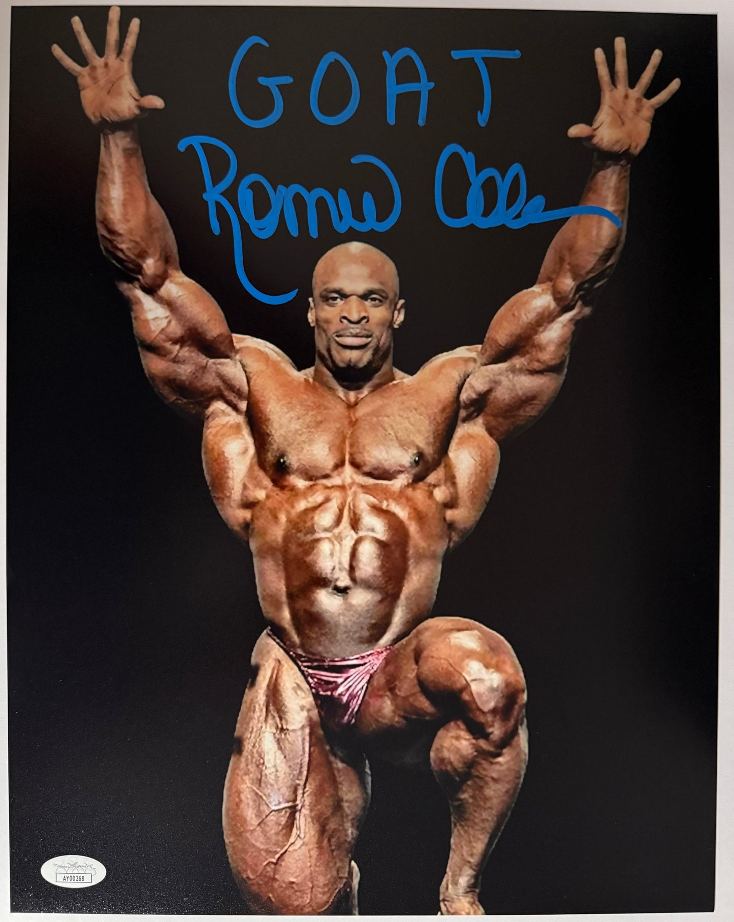 Ronnie Coleman Signed 11x14 Photo w/Goat Inscription JSA COA from Private Signing