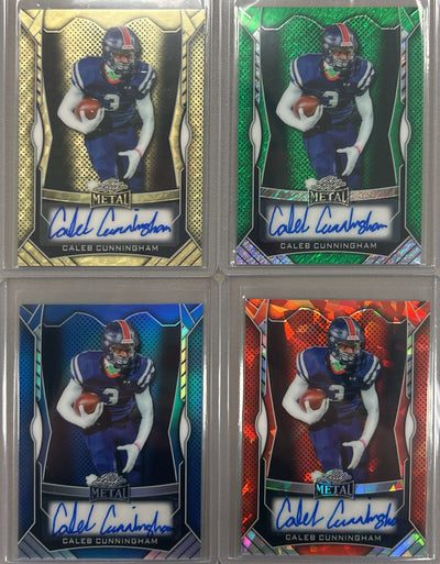 Caleb Cunningham 2025 Leaf Metal Football Autograph Pack