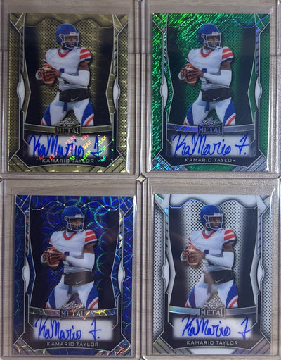 KaMario Taylor 2025 Leaf Metal Football Autograph Pack
