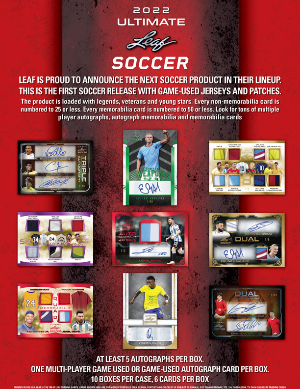 2022 Leaf Ultimate Soccer Hobby Box w/ 10 FREE 1/1 Proof Packs