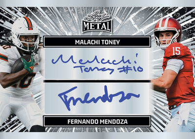Leaf Metal Malachi Toney/ Fernando Mendoza Autograph (Available until 1/20) Or Sold Out