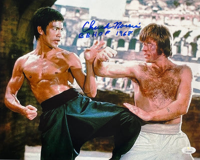 Chuck Norris Signed 11x14 Way of the Dragon Photo w/BBHOF 1968 JSA COA from Private Signing