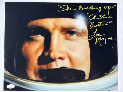 Lee Majors Signed 11x14 Photo Col Steve Austin She's breaking up! JSA COA from Private Signing