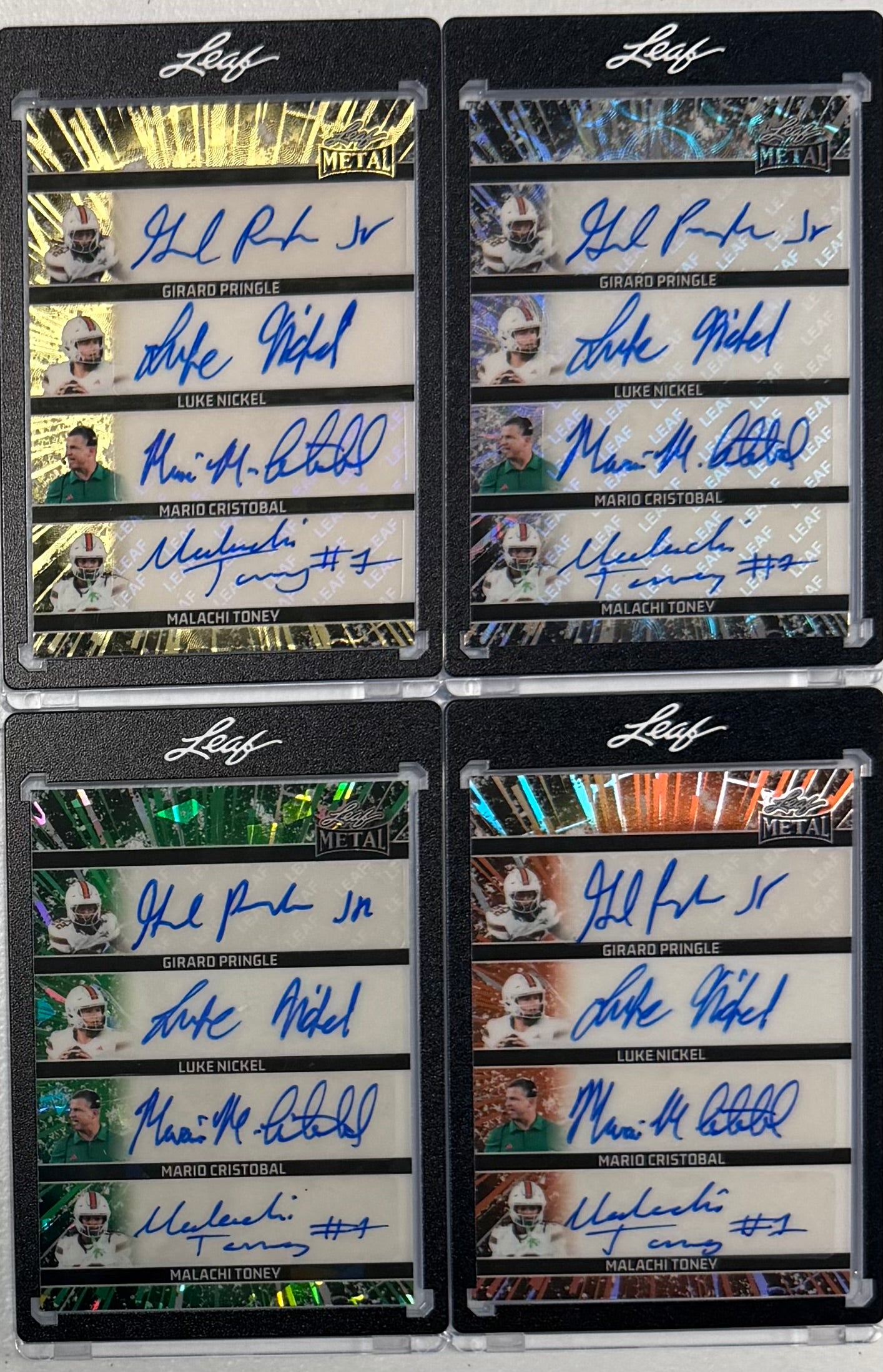 2026 Leaf Metal Miami Team Quad Autograph Card
