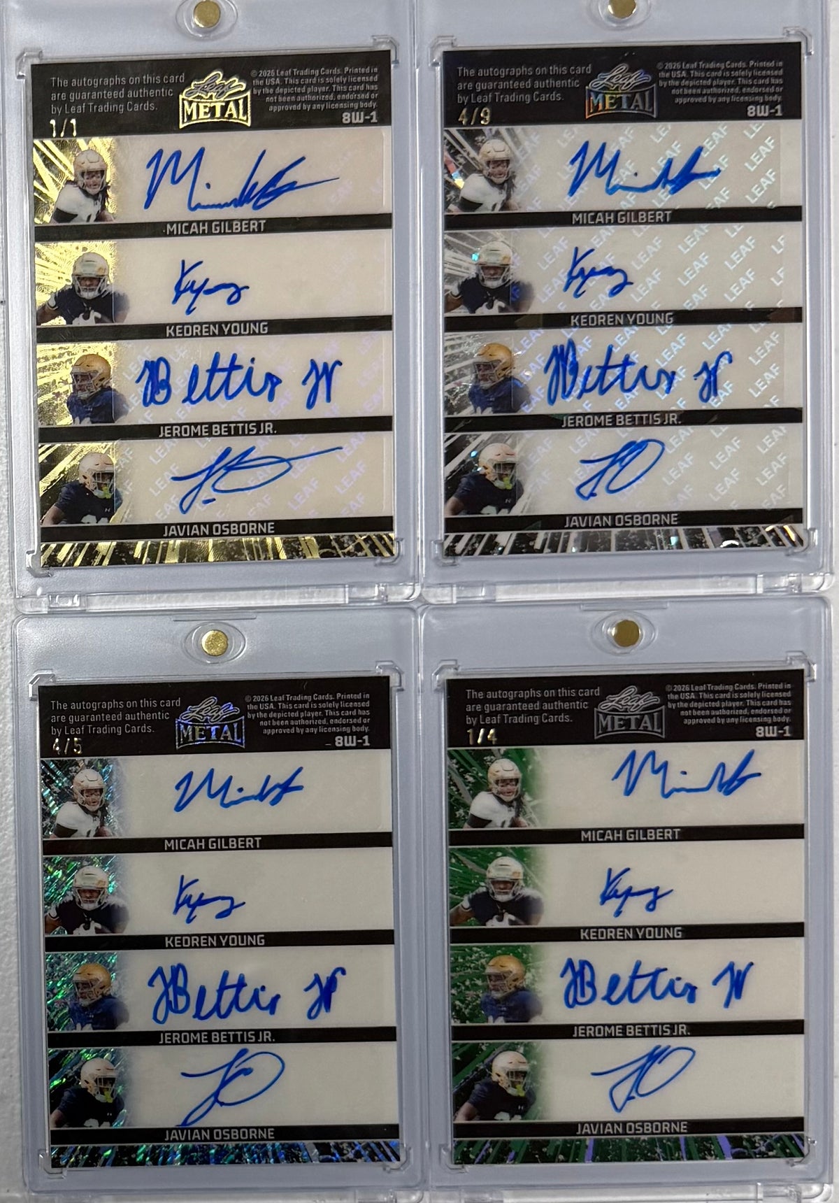 2026 Leaf Metal Notre Dame Team Eight Autograph Card