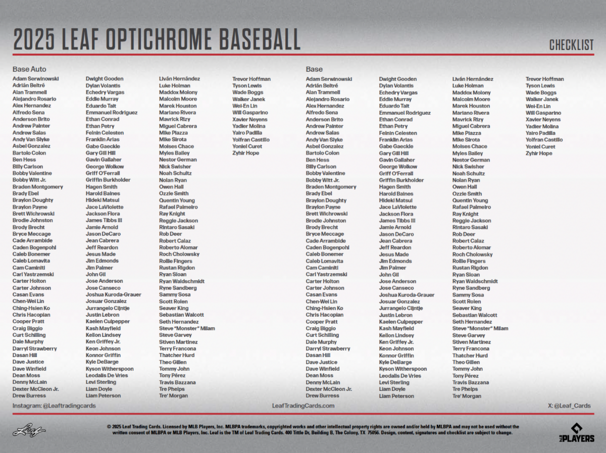 2025 Leaf Optichrome Baseball Jumbo