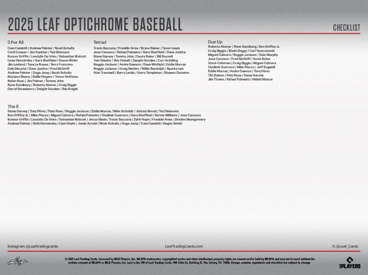2025 Leaf Optichrome Baseball Jumbo